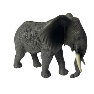 Mojo 2015 Dark Gray Elephant Figurine Trunk Down Toy Figure 4x5"Preowned